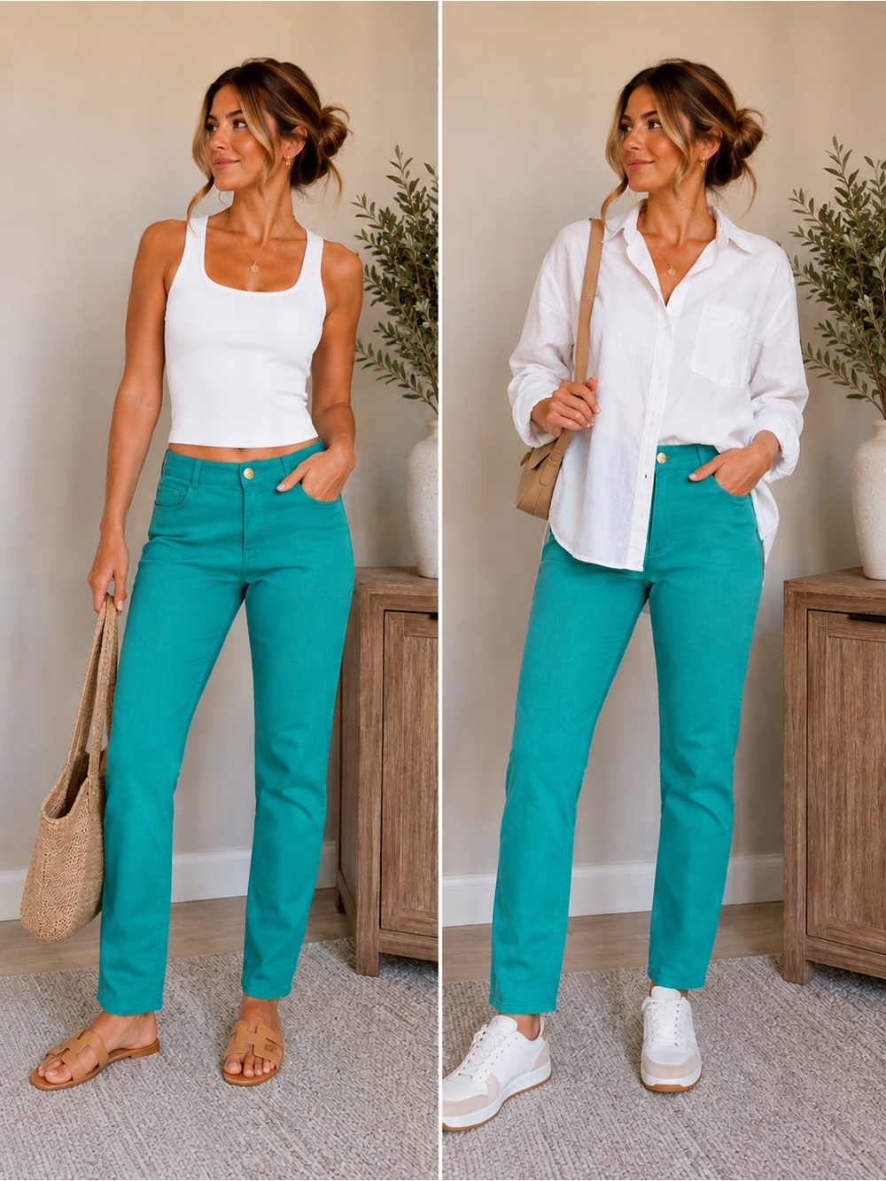 St. John Teal Straight Leg Jeans